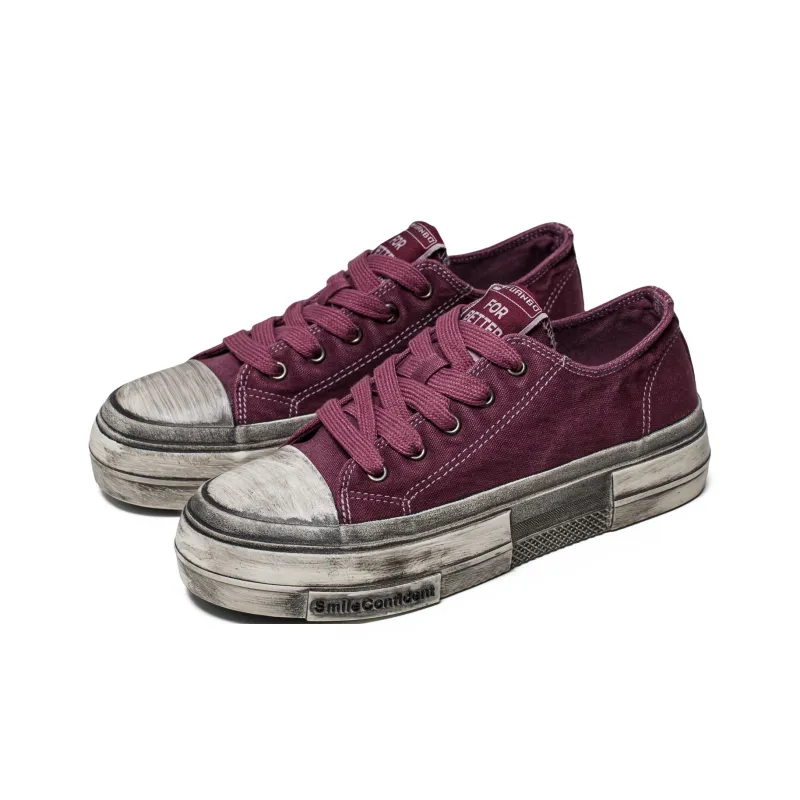 Mengsai Abrasion Resistant Slip Resistant Low Top Canvas Shoes Men's Red-3