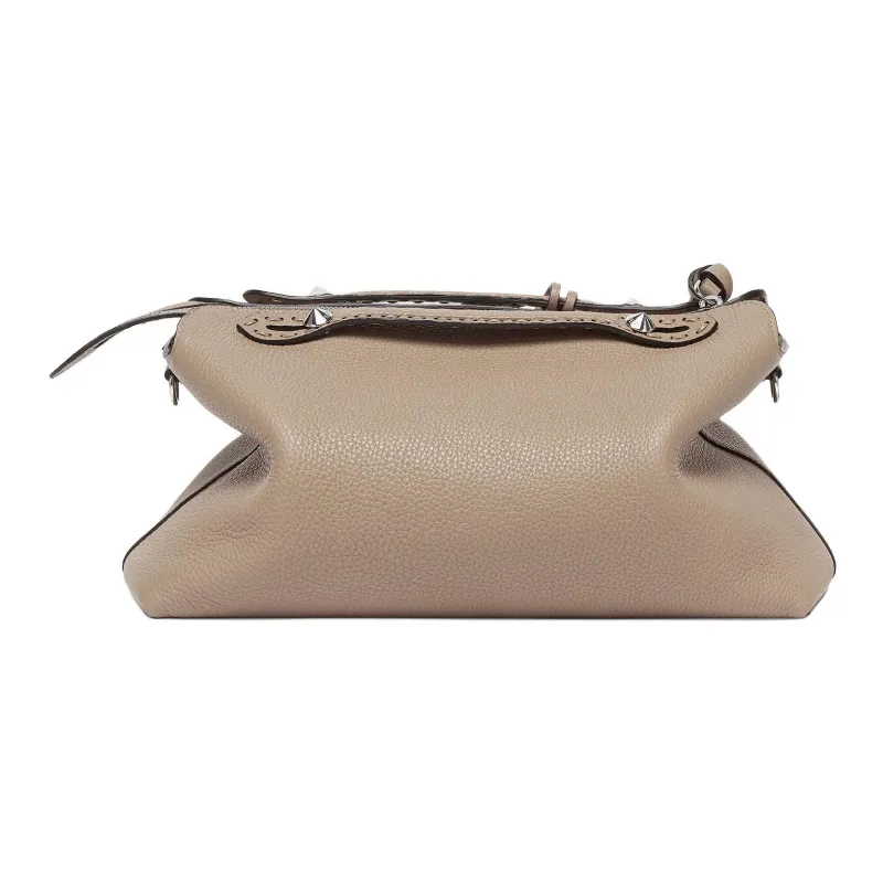 FENDI By The Way Series Calfskin One Shoulder Handbags Large Size Women's Gray-3