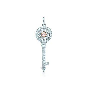 TIFFANY & CO. Platinum 18K Rose Gold Diamond Charms / Pendants Women's Silver