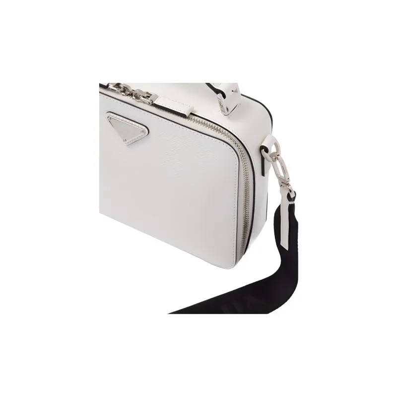 PRADA Brique Genuine Leather Portable Crossbody Bag Shoulder Bag Men's White-3