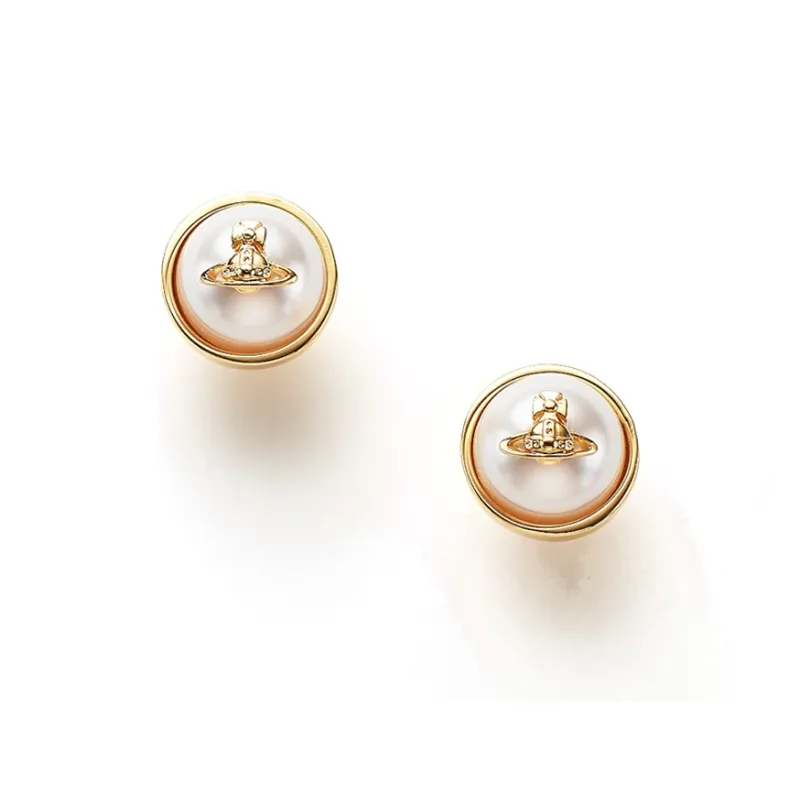 Vivienne Westwood Vintage Design Stud Earrings Women's Gold-0