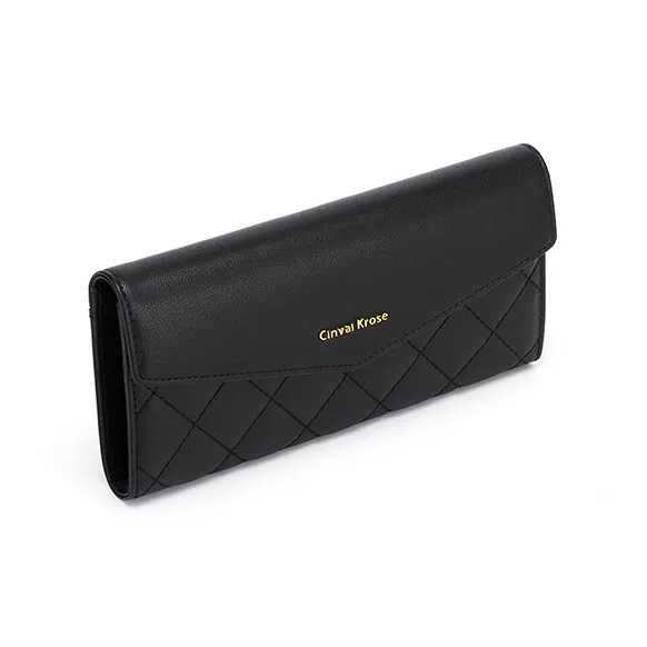 Simvay Clos Cow Split Leather Bonded Microfiber Synthetic Leather Wallets Card Holders Women's Black-1