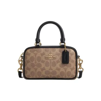 COACH PVC With Skin Shoulder Bag Crossbody Bag Handbag Small Size Women's Khaki