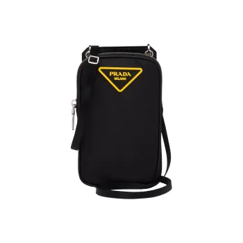 PRADA Nylon And Leather Cell Phone Pouch Men's Black
