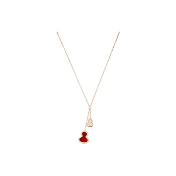 Qeelin Wulu 18K Rose Gold Diamond And Red Agate Necklaces Women's New Year Red