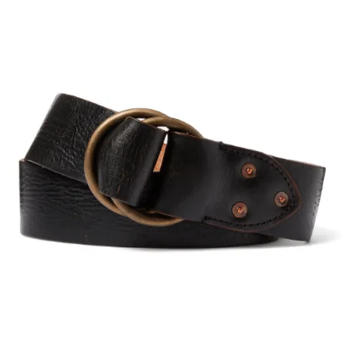 Polo Ralph Lauren Solid Color Design Double Ring Buckle Cow Leather Leather Belts Women's Black Width: 4CM