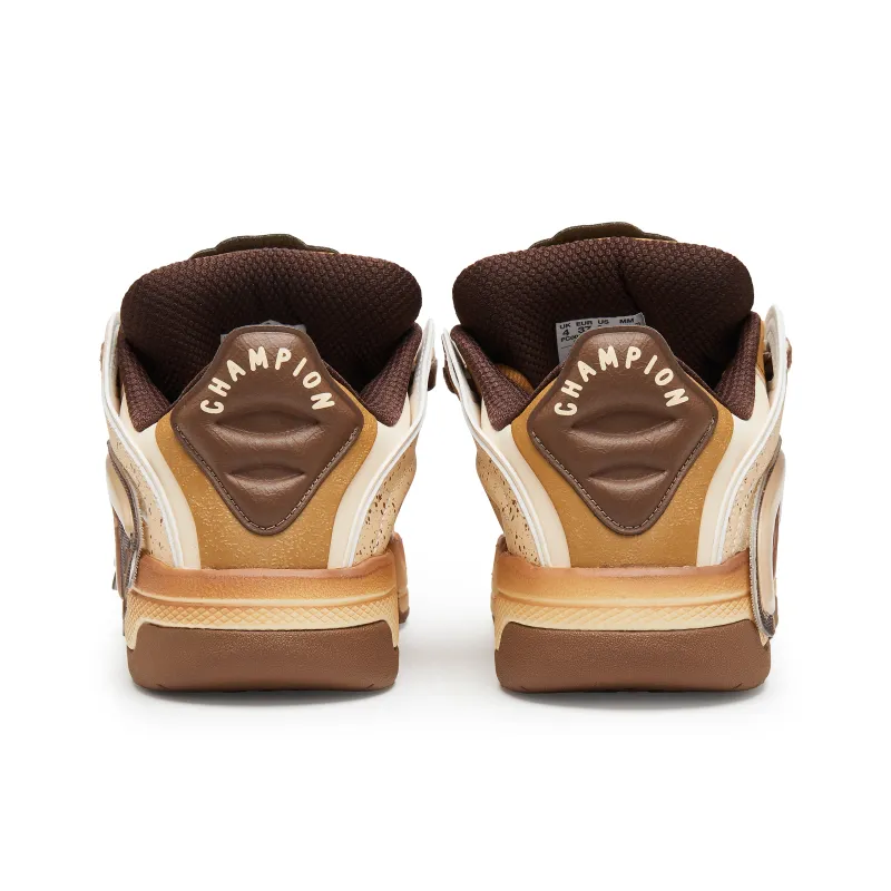 Champion Essentials Burnt Tearing TronSkate V1 Low Top Skateboard Shoes Women's Yellow Brown-3