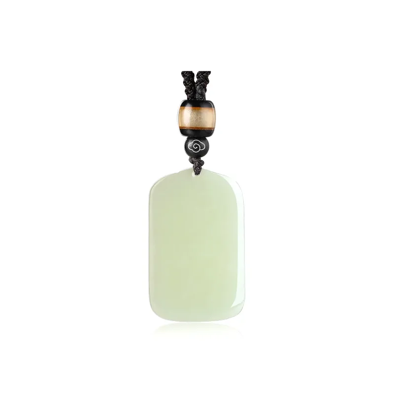 Cuiya Golden Building Hetian Jade Pendants Pale Greenish White Jade Unisex-0