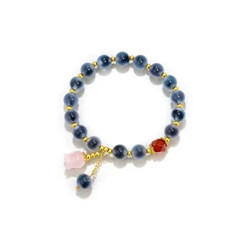 Jodie&Kevin Pink Crystal Jade Bracelets Women's Agate
