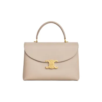 CELINE Calfskin Shoulder Bag Crossbody Bag Handbag Medium Size Women's Light Beige