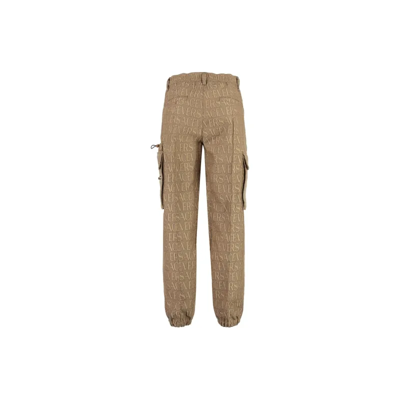 VERSACE JEANS COUTURE Allover Logo Printed Mid Rise Cargo Trousers-1