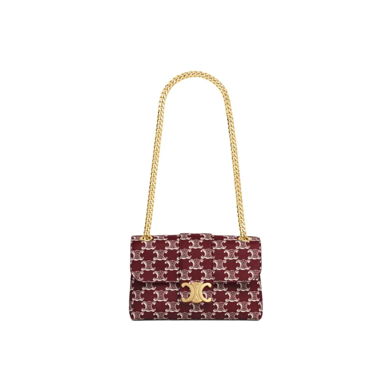 CELINE Leather Shoulder Bag Crossbody Bag Women's Light Burgundy Red-1