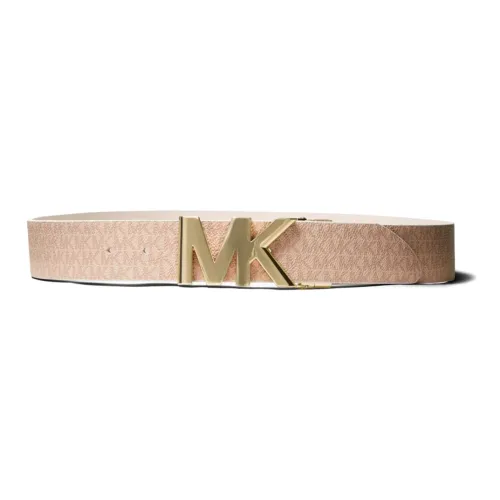 MICHAEL KORS Signature Logo Print Plate Buckle Leather Belts Women's Pink