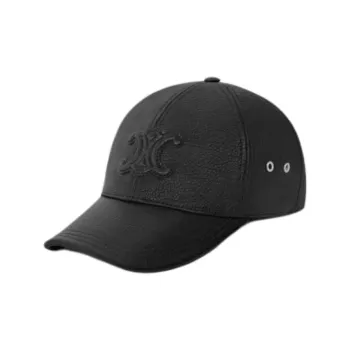 CELINE Cow Leather Baseball Caps Women's Black