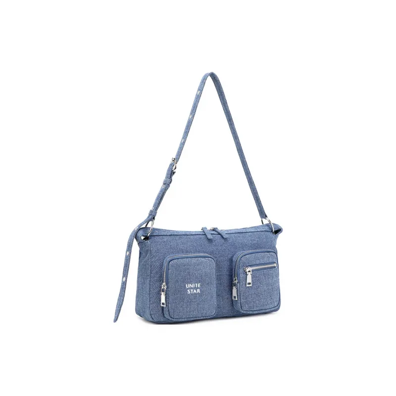 UNITE STAR Denim Tote Crossbody Bag Shoulder Bag Medium Size Women's Black Denim/Denim Blue/Dark Blue-18