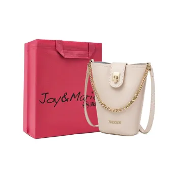 Joy&Mario Cow Leather Cell Phone Pouch, Bucket Bag, Shoulder Bag Small Size Women's Ecru/Milk Brown/Classic Black