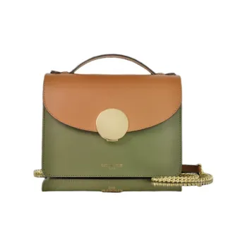 Le Parmentier Calfskin Handbag Shoulder Bag Crossbody Bag Regular Women's Caramel Patchwork Green