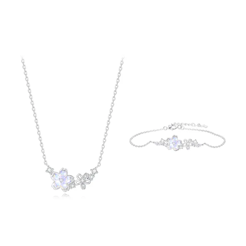 Muyan Colored Glaze Aurora Cherry Blossom Necklace Women's-3
