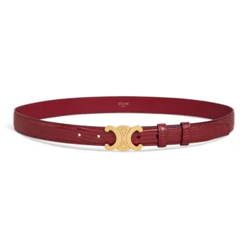 CELINE Logo Buckle Smooth Buckle Leather Belts Women's Brown Width: 2.5cm
