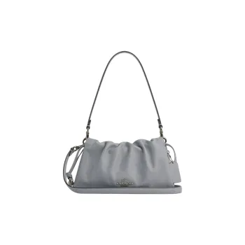 COACH Faye Smooth Leather Cloud Bag Handbag Shoulder Bag Medium Size Women's Gray Blue
