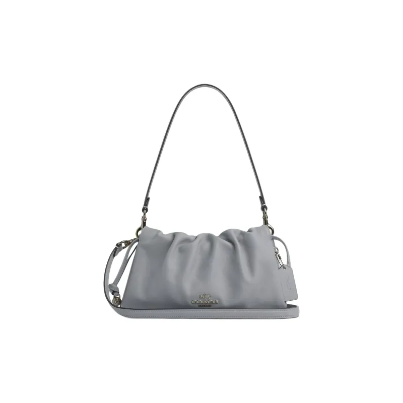 COACH Faye Smooth Leather Cloud Bag Handbag Shoulder Bag Medium Size Women's Gray Blue-0