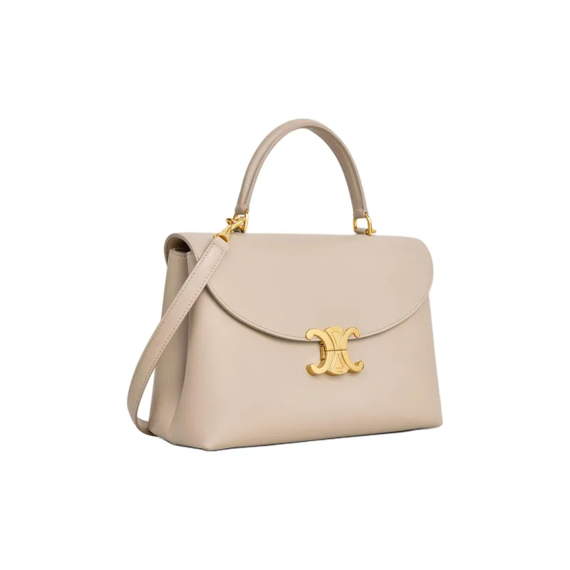 CELINE Calfskin Shoulder Bag Crossbody Bag Handbag Medium Size Women's Light Beige-1