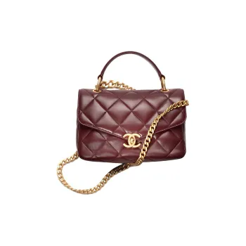 CHANEL Sheepskin Flap Bag Handbag, Shoulder Bag, Crossbody Bag Women's Brown Red