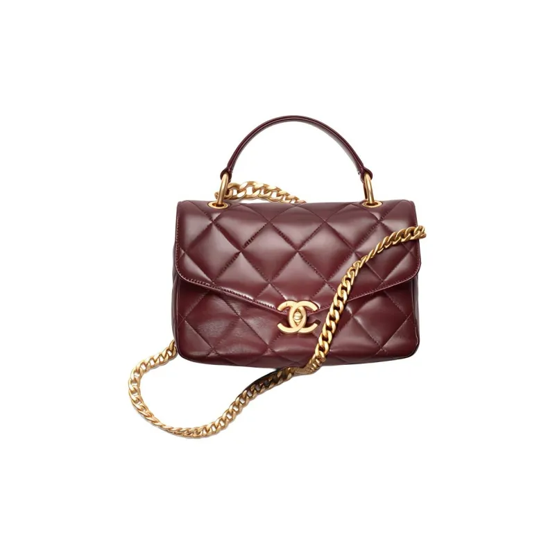 CHANEL Sheepskin Flap Bag, Shoulder Bag, Crossbody Bag, Handbag Women's Brown Red-0