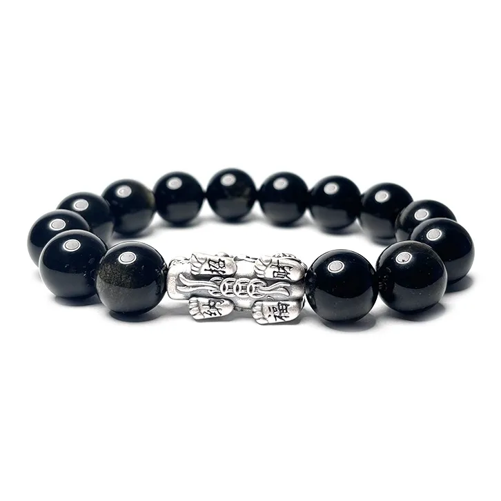 MOUNTAINS AND MANS Obsidian Boyfriend, Father Beaded Bracelet Men's-2