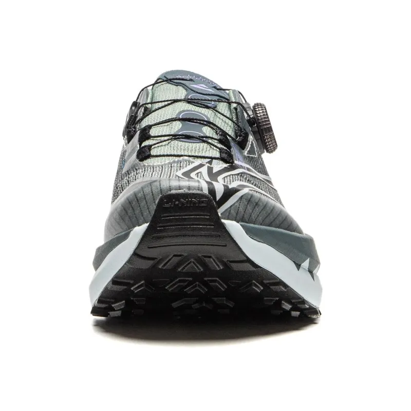 LiNing Dilu Cushioning Wear Resistant Slip Resistant Rebound Low Top Trail Running Running Shoes Men's Gray Green-4