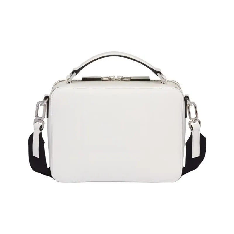 PRADA Brique Genuine Leather Portable Crossbody Bag Shoulder Bag Men's White-2