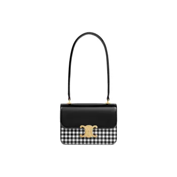 CELINE TEEN BUCKET Lacquered Finish Cow Leather Handbag, Shoulder Bag Women's Black & White