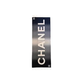 CHANEL Knit Scarves Unisex Gray/Dark Gray