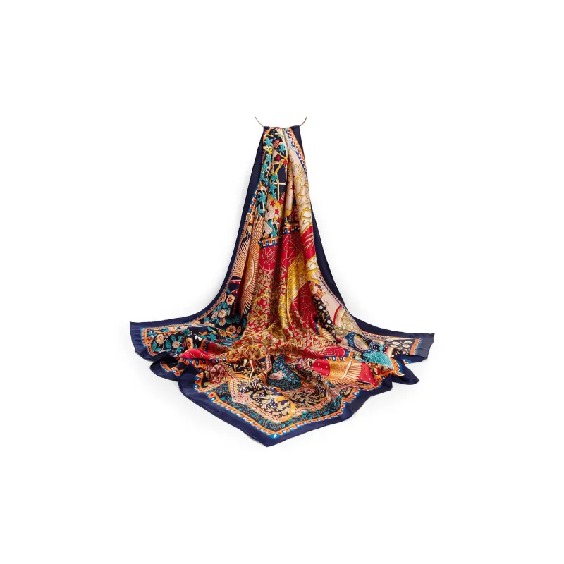 Shanghai Story 100% Mulberry Silk Scarves Women's Blue White, Gift Box Set-7