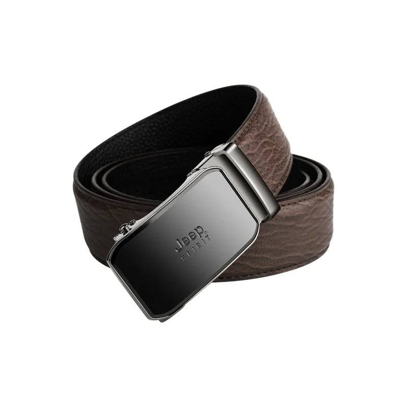 JEEP SPIRIT Business Pure Top Grain Cow Leather Youth Automatic Buckle Leather Belts Men's Width 3.4cm-5