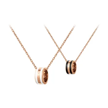 Daniel Wellington Alloy Necklaces Unisex Black Gold Color Block & Porcelain White
