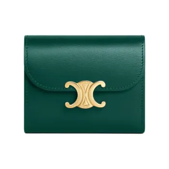 CELINE Shiny Calfskin Wallet Small Size Women's Racing Green