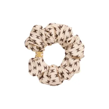 CELINE Scrunchy Mini Triomphe In Silk And Brass With Gold Finish