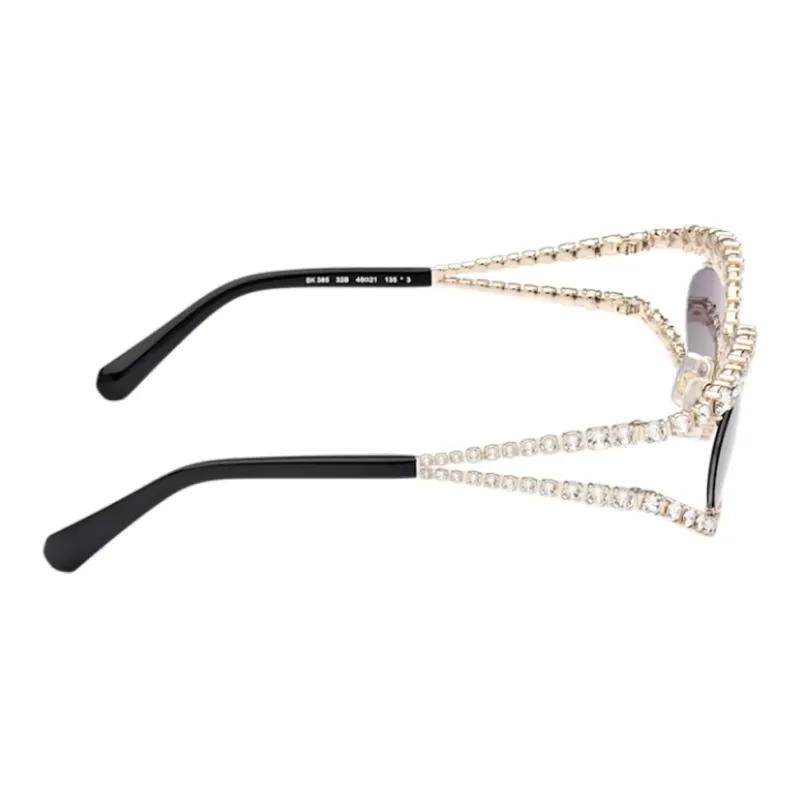 Swarovski Metal Faux Crystal Irregular Shape Sunglasses Women's Gold-6