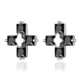 Cross Stud Earrings [Black]