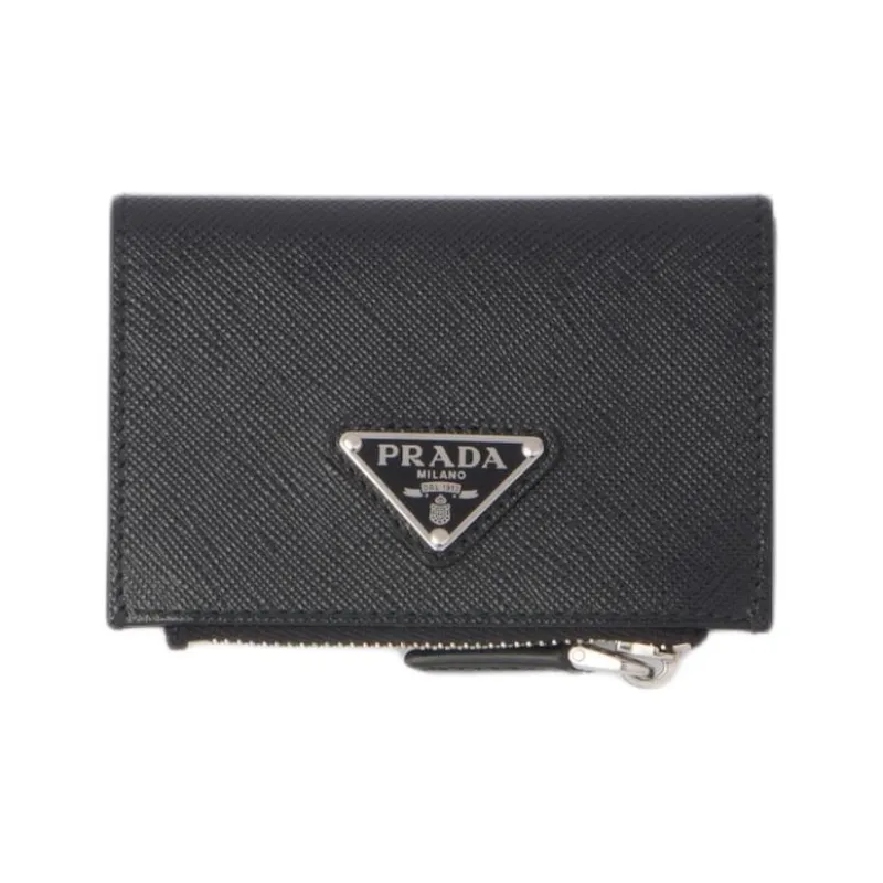 PRADA Saffiano Leather Card Holder Wallet Men's Black-0