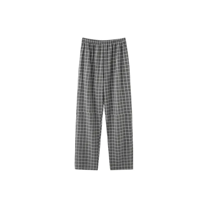 MIIOW Pajama Pants Men's Gray White Plaid-0