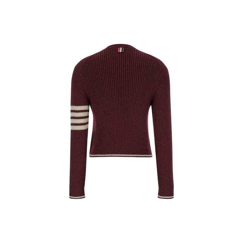 THOM BROWNE 4 Bar Striped Cable Knit Crewneck Jumper-1