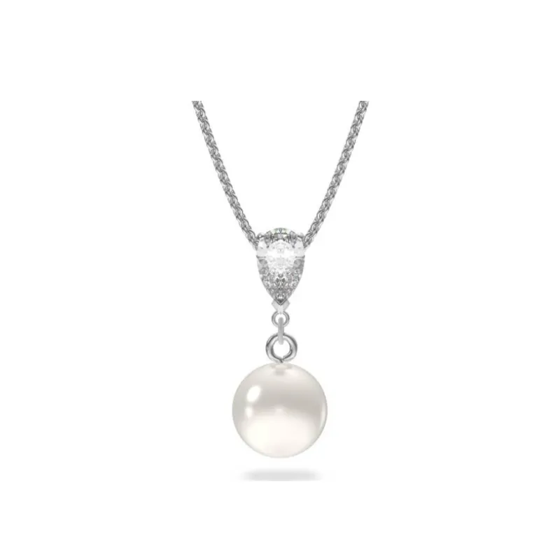 Swarovski Rhodium-Plated Crystal Pearl Necklaces Women's Silver-0