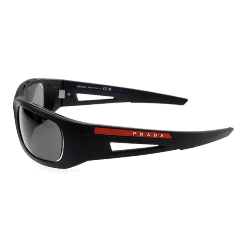 PRADA Plate Frame Irregular Shape Sunglasses Unisex Black-2