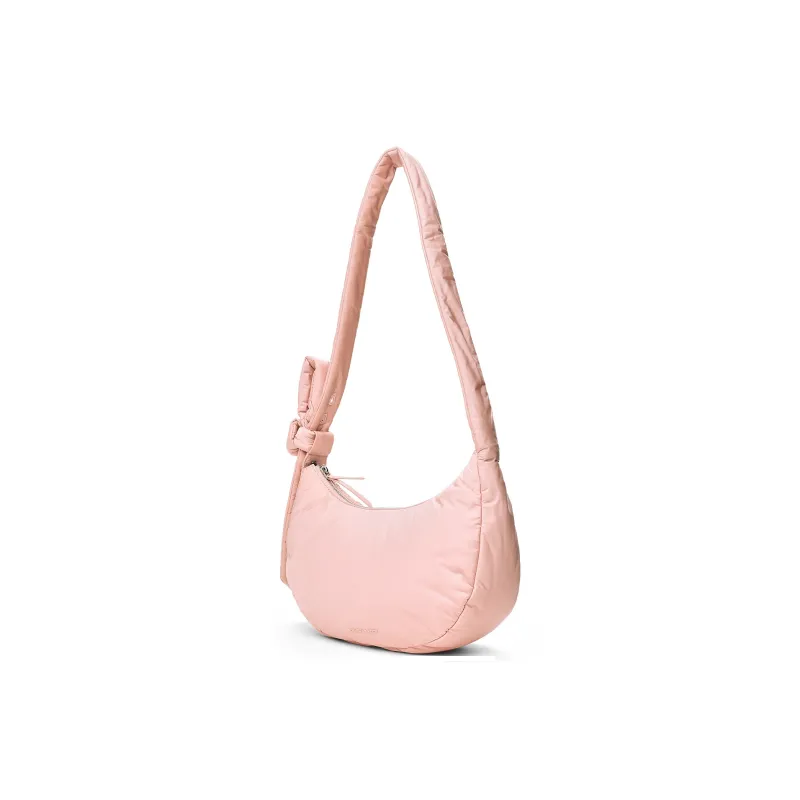 CHARLES&KEITH Fabric Shoulder Bag Large Size Women's Noir Black/Pink-6