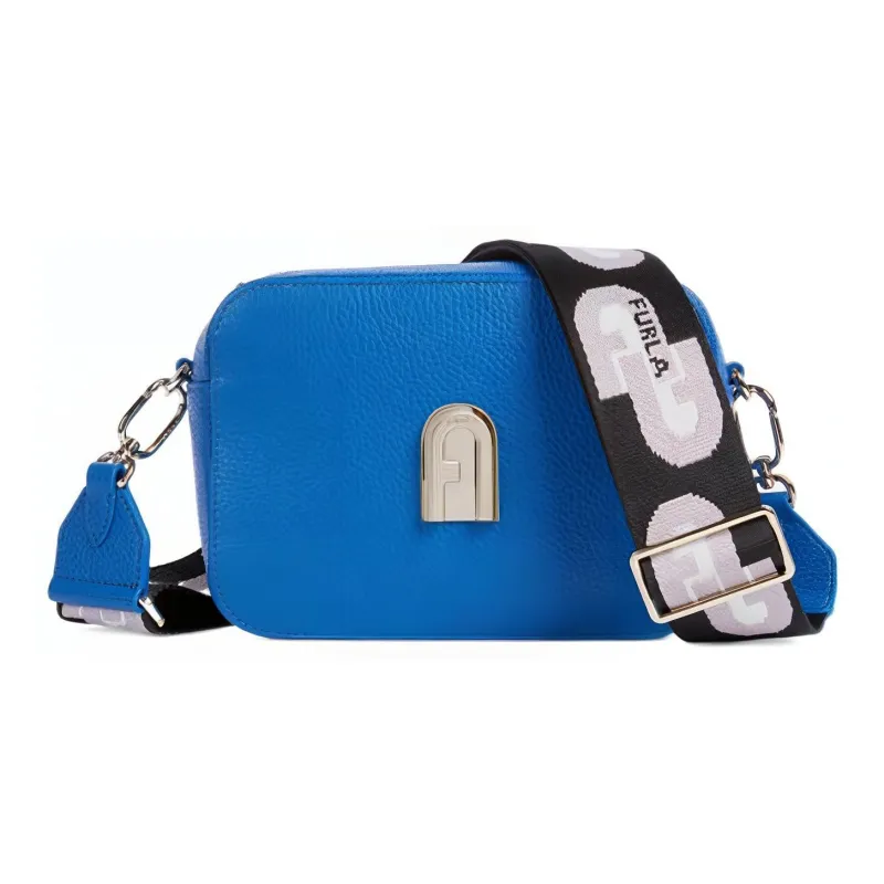 Furla Sleek Collection Grained Calfskin Small Square Bag Shoulder Bag Crossbody Bag Mini Women's Blue-0