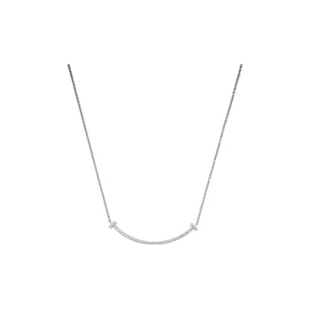 TIFFANY & CO. T Series 18K White Gold Necklaces Women's Silver