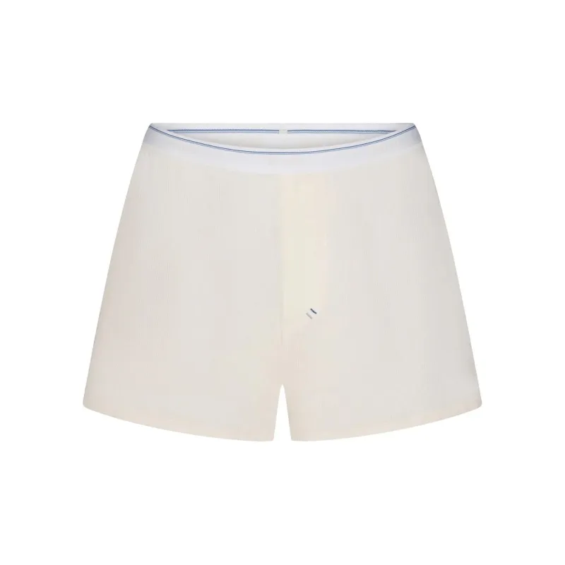 SKIMS FW24 Cotton Collection COTTON RIB LOOSE BOXER Boxer Shorts Women's Marble Stripe/Marble Stripes-0