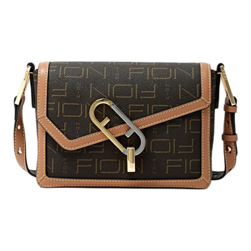 FION Canvas Coating/Metal Parts Shoulder Bag Women's Multicolor-1